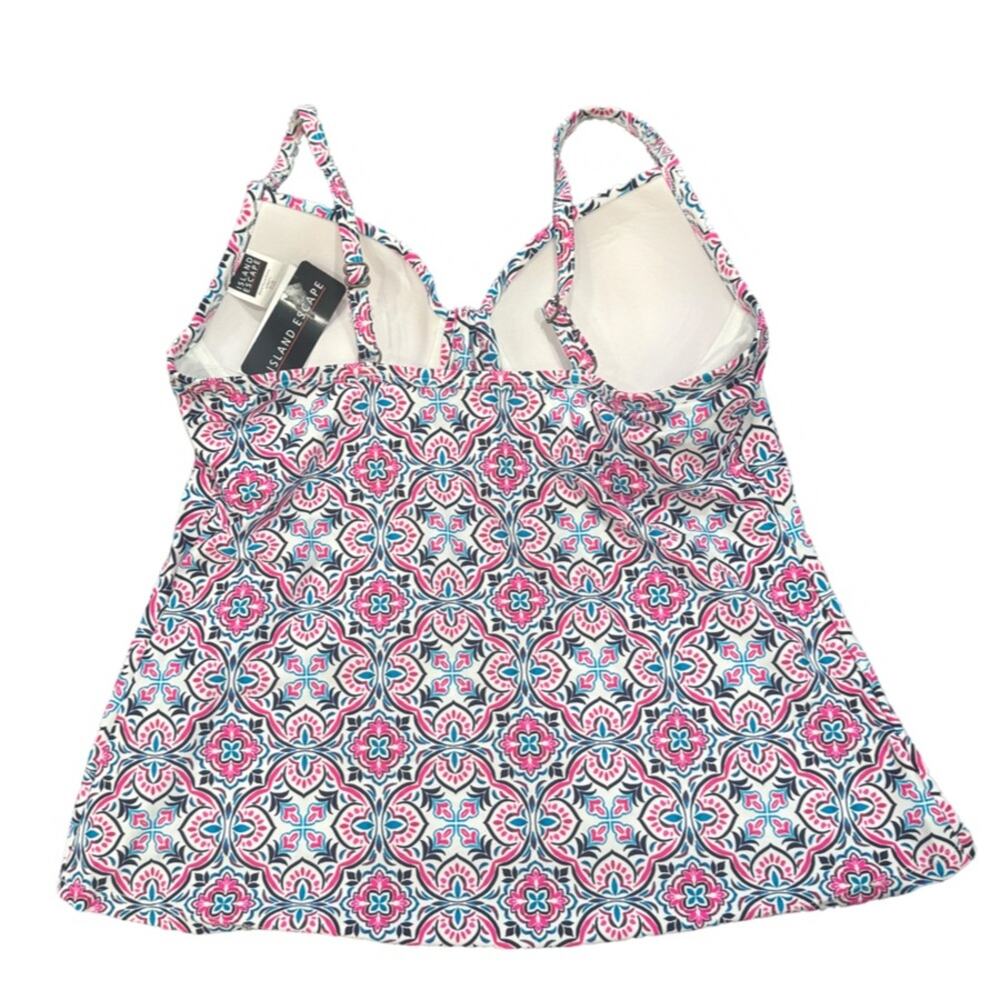 Island Escape Valencia Underwire Tankini Top White Size 8 - Picture 3 of 5